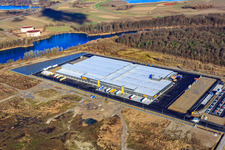 New Netto logistics center in the Oberwald industrial area in Wörth am Rhein in the state Rhineland-Palatinate, Germany out of the air