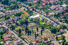 Aerial photograpy of Cemetery in Kandel in the state Rhineland-Palatinate, Germany