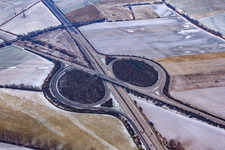Motorway exit 64 Hockenheim of the A61 in Hockenheim in the state Baden-Wuerttemberg, Germany