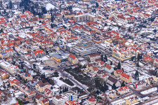 Gartenstraße in winter with snow in Kandel in the state Rhineland-Palatinate, Germany
