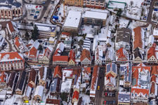 Primary school, town hall in winter when snowing in Kandel in the state Rhineland-Palatinate, Germany