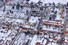 Church, cemetery in winter when there is snow in Kandel in the state Rhineland-Palatinate, Germany