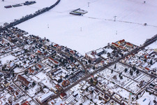 Aerial photograpy of Castle Ring in winter with snow in Kandel in the state Rhineland-Palatinate, Germany
