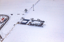 Farmstead in winter with snow in Kandel in the state Rhineland-Palatinate, Germany
