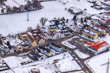 Aerial photograpy of On the high trail in winter when there is snow in Kandel in the state Rhineland-Palatinate, Germany
