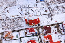 On the high trail in winter when there is snow in Kandel in the state Rhineland-Palatinate, Germany from above