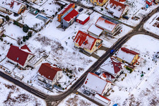 On the high trail in winter when there is snow in Kandel in the state Rhineland-Palatinate, Germany seen from above