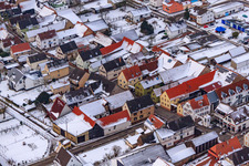 Steamed dumpling gate in the snow in Freckenfeld in the state Rhineland-Palatinate, Germany