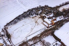 Game reserve at the Gasthaus zur Brauerei in snow in Freckenfeld in the state Rhineland-Palatinate, Germany