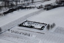 Cemetery in the snow in the district Kleinsteinfeld in Niederotterbach in the state Rhineland-Palatinate, Germany