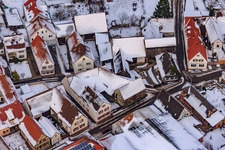 Raiffeisenstraße x Mühlstraße in snow in Winden in the state Rhineland-Palatinate, Germany