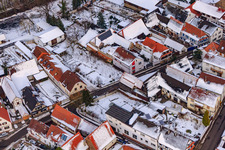 Raiffeisenstraße x Hauptstraße in snow in Winden in the state Rhineland-Palatinate, Germany
