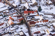 Raiffeisenstraße x Kuhgasse in snow in Winden in the state Rhineland-Palatinate, Germany