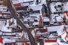 Aerial photograpy of Town hall in the snow in Winden in the state Rhineland-Palatinate, Germany