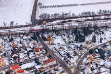 Railway underpass in snow in Winden in the state Rhineland-Palatinate, Germany
