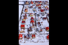 Aerial photograpy of New development area Brotäcker in snow in Steinweiler in the state Rhineland-Palatinate, Germany
