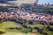 Lauterbourg in the state Bas-Rhin, France from a drone
