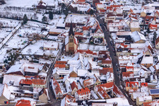 Oblique view of Church of St. Martin near Snow in Steinweiler in the state Rhineland-Palatinate, Germany