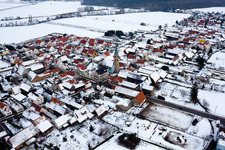 Kandeler Straße x Hauptstraße in winter with snow in Erlenbach bei Kandel in the state Rhineland-Palatinate, Germany