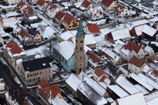 Protestant Church, Town Hall in Erlenbach bei Kandel in the state Rhineland-Palatinate, Germany