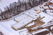 Horst industrial estate, Alfa Aesar company in snow in the district Minderslachen in Kandel in the state Rhineland-Palatinate, Germany