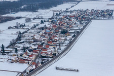 Aerial view of Village view in the district Minderslachen in Kandel in the state Rhineland-Palatinate, Germany