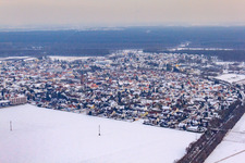 From the northwest in snow in Kandel in the state Rhineland-Palatinate, Germany