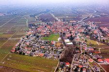 Village view from the west in winter in the district Mörzheim in Landau in der Pfalz in the state Rhineland-Palatinate, Germany