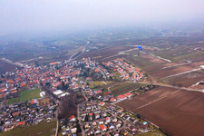 Aerial view of Village view from the west in winter in the district Mörzheim in Landau in der Pfalz in the state Rhineland-Palatinate, Germany