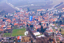 Paragliders in winter in the district Mörzheim in Landau in der Pfalz in the state Rhineland-Palatinate, Germany