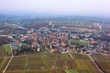 Village view from the north in winter in the district Mörzheim in Landau in der Pfalz in the state Rhineland-Palatinate, Germany
