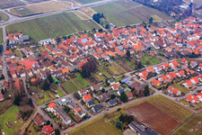 Aerial view of At Neuberg in winter in the district Wollmesheim in Landau in der Pfalz in the state Rhineland-Palatinate, Germany