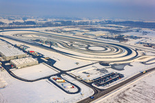 Oberwald industrial area, Daimler truck test track in winter with snow in Wörth am Rhein in the state Rhineland-Palatinate, Germany