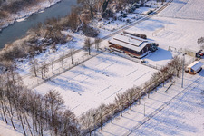 Aerial photograpy of Sports field in Neupotz in the state Rhineland-Palatinate, Germany