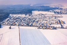 New development area In den Tongruben from the east in winter with snow in Rheinzabern in the state Rhineland-Palatinate, Germany