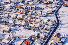 On the Roman road in winter with snow in Rheinzabern in the state Rhineland-Palatinate, Germany