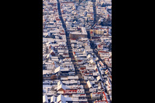 Rheinstraße and Juststraße in winter with snow in Kandel in the state Rhineland-Palatinate, Germany