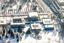 Wintry snowy Court- Building complex of the Bundesverfassungsgericht in Karlsruhe in the state Baden-Wurttemberg, Germany