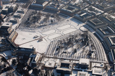 Lock in the district Innenstadt-West in Karlsruhe in the state Baden-Wuerttemberg, Germany from above