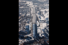 Aerial view of Kriegsstraße East in the district Südstadt in Karlsruhe in the state Baden-Wuerttemberg, Germany