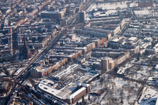 Aerial view of Durlach Gate in the district Oststadt in Karlsruhe in the state Baden-Wuerttemberg, Germany
