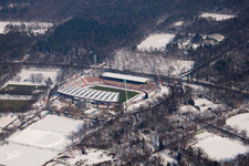 Aerial view of Wildparkstadion KSC in the district Innenstadt-Ost in Karlsruhe in the state Baden-Wuerttemberg, Germany