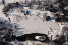 Castle Park in the district Innenstadt-West in Karlsruhe in the state Baden-Wuerttemberg, Germany seen from above