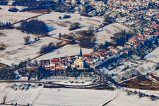 Hinterstädel in winter with snow in Jockgrim in the state Rhineland-Palatinate, Germany