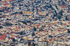 City center in winter with snow in Jockgrim in the state Rhineland-Palatinate, Germany