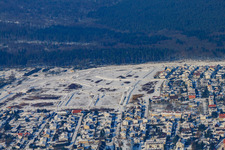 New development area West under development in winter with snow in Jockgrim in the state Rhineland-Palatinate, Germany