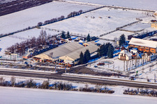 Adamshof in winter with snow in Kandel in the state Rhineland-Palatinate, Germany