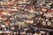 VG administration, savings bank in winter with snow in Kandel in the state Rhineland-Palatinate, Germany