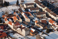 Brehmstr in winter with snow in the district Minderslachen in Kandel in the state Rhineland-Palatinate, Germany