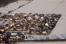 Roman road in winter with snow in the district Minderslachen in Kandel in the state Rhineland-Palatinate, Germany
